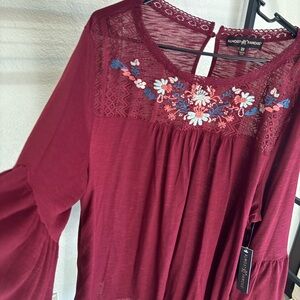 Almost Famous Maroon Floral Top